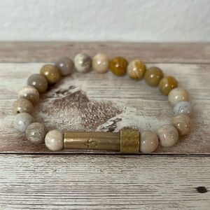 Wishbeads Polished Coral Jade Intention Bracelet